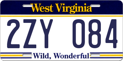 WV license plate 2ZY084