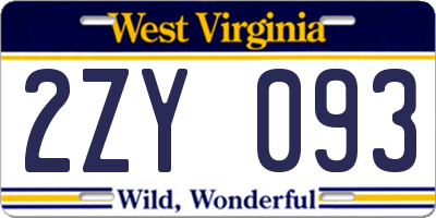 WV license plate 2ZY093