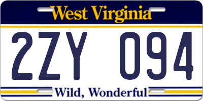 WV license plate 2ZY094
