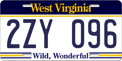 WV license plate 2ZY096
