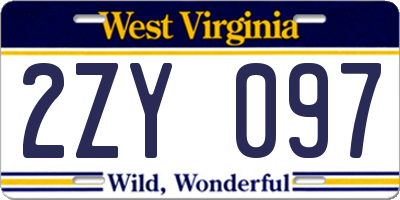 WV license plate 2ZY097