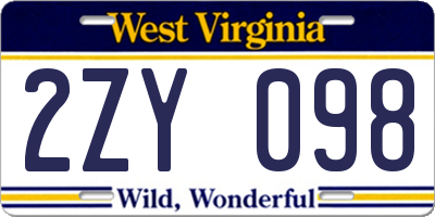 WV license plate 2ZY098