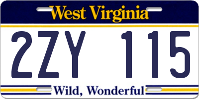 WV license plate 2ZY115
