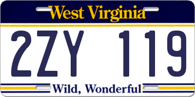 WV license plate 2ZY119