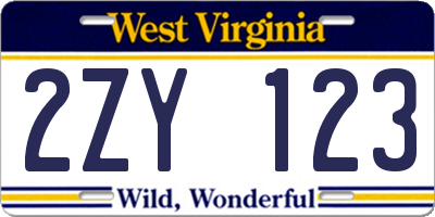 WV license plate 2ZY123