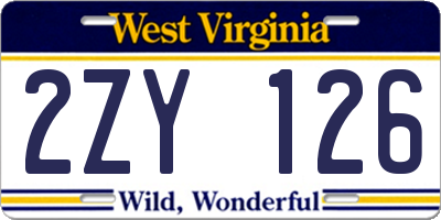 WV license plate 2ZY126