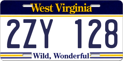 WV license plate 2ZY128