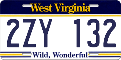 WV license plate 2ZY132