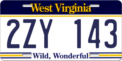WV license plate 2ZY143