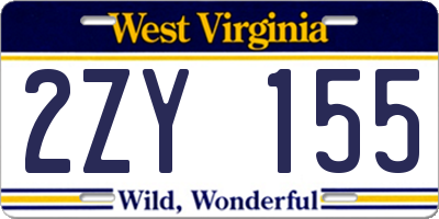 WV license plate 2ZY155