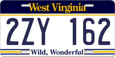 WV license plate 2ZY162