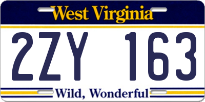 WV license plate 2ZY163