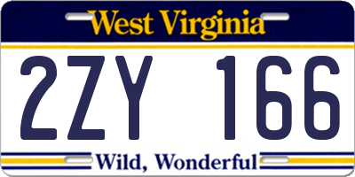 WV license plate 2ZY166