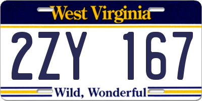 WV license plate 2ZY167