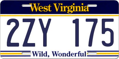 WV license plate 2ZY175