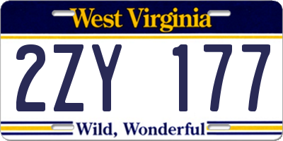 WV license plate 2ZY177