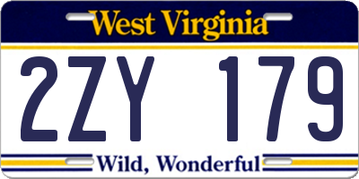 WV license plate 2ZY179