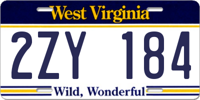 WV license plate 2ZY184