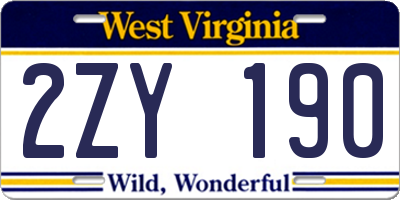 WV license plate 2ZY190