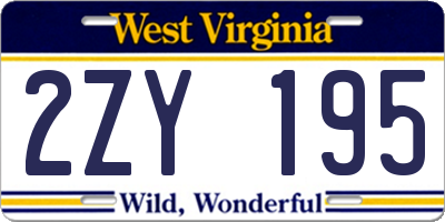 WV license plate 2ZY195