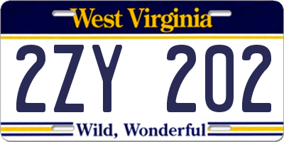 WV license plate 2ZY202