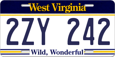 WV license plate 2ZY242