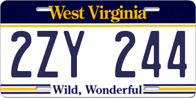 WV license plate 2ZY244