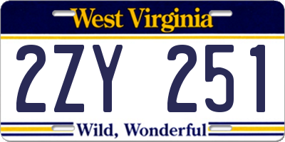 WV license plate 2ZY251