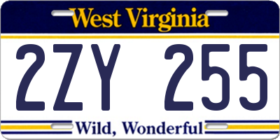 WV license plate 2ZY255