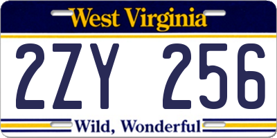 WV license plate 2ZY256