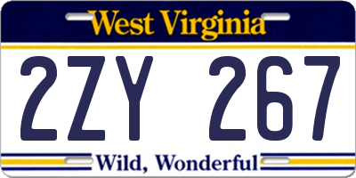 WV license plate 2ZY267