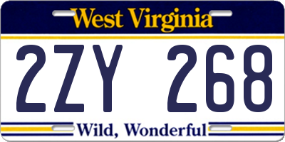 WV license plate 2ZY268