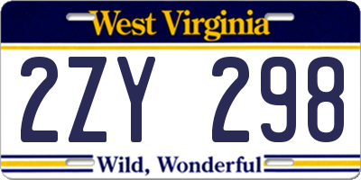 WV license plate 2ZY298