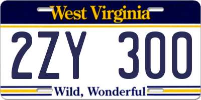 WV license plate 2ZY300