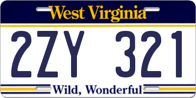 WV license plate 2ZY321