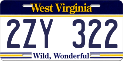 WV license plate 2ZY322