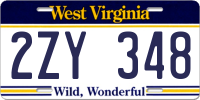 WV license plate 2ZY348