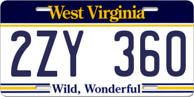 WV license plate 2ZY360