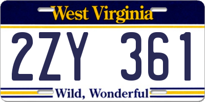WV license plate 2ZY361