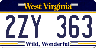 WV license plate 2ZY363