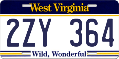 WV license plate 2ZY364