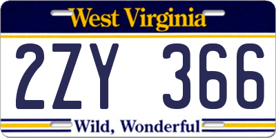 WV license plate 2ZY366