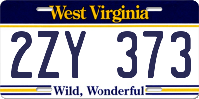 WV license plate 2ZY373