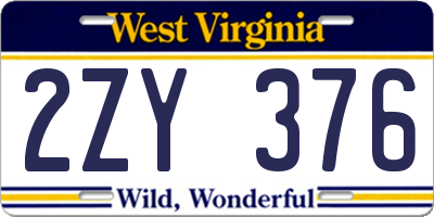 WV license plate 2ZY376