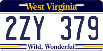 WV license plate 2ZY379