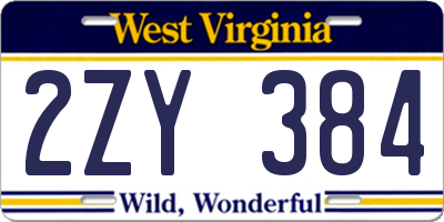 WV license plate 2ZY384