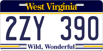 WV license plate 2ZY390