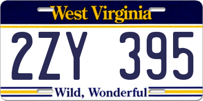 WV license plate 2ZY395