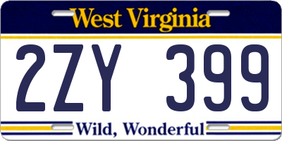 WV license plate 2ZY399