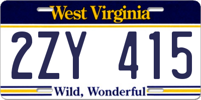 WV license plate 2ZY415